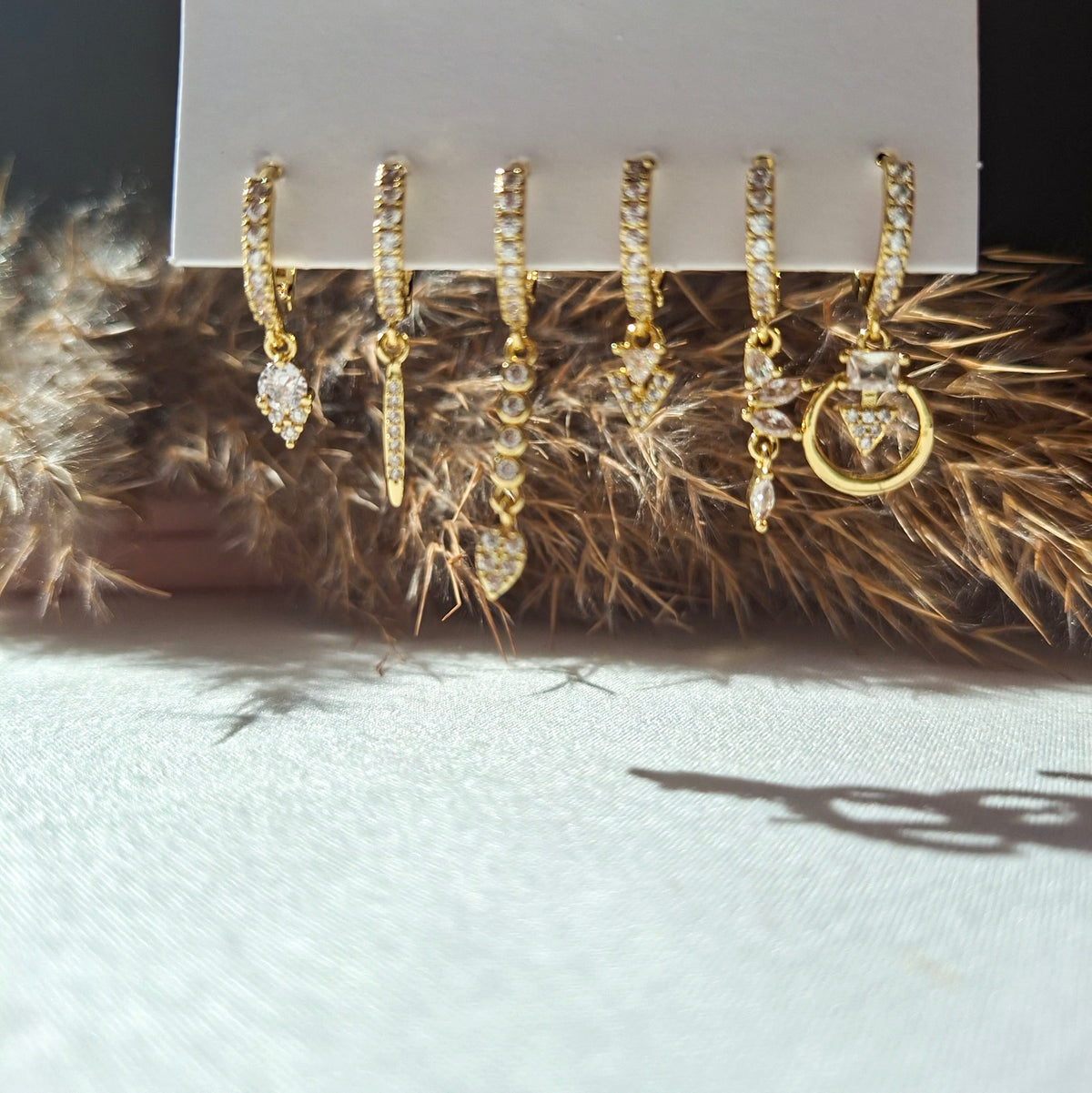 Clear Zircon Dangle Earring Set