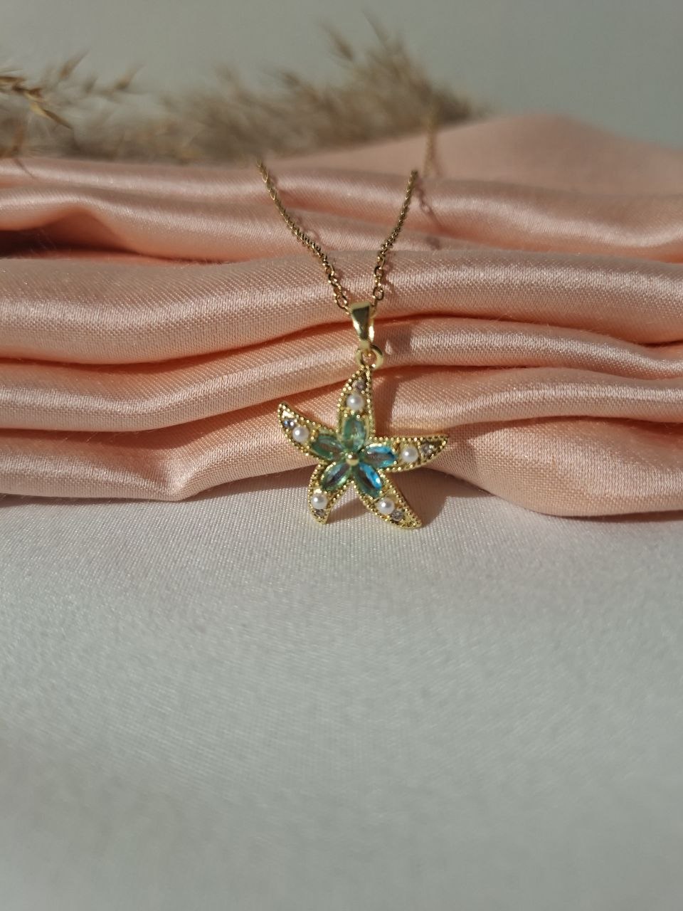 Golden Crystal Starfish Necklace