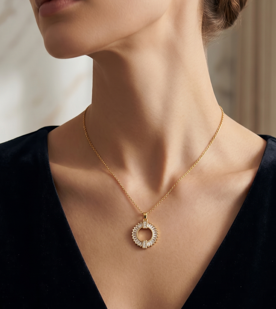 White Crystal Circle Chain