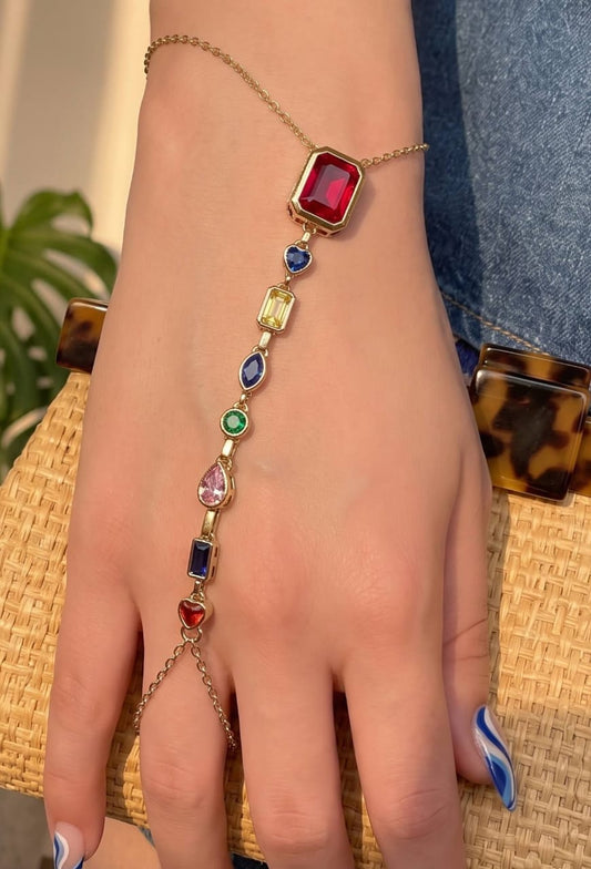 Multicolor Stone Hand Chain