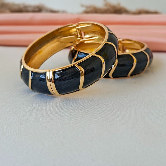 Golden Black Enamel Bangle
