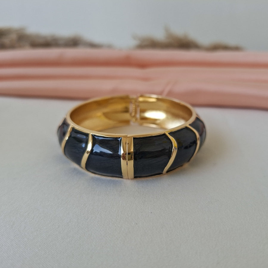 Golden Black Enamel Bangle