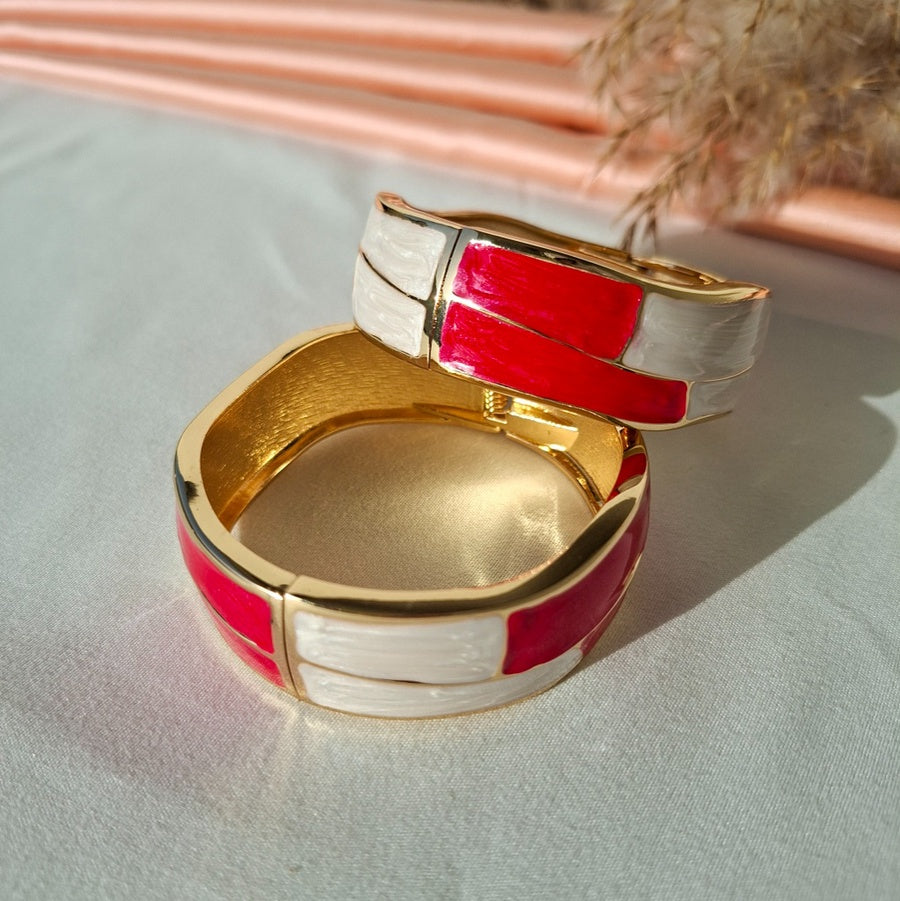 Golden Red Enamel Bangle