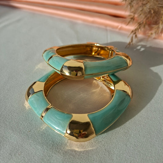 Mint Marble Chunky Gold Bangle