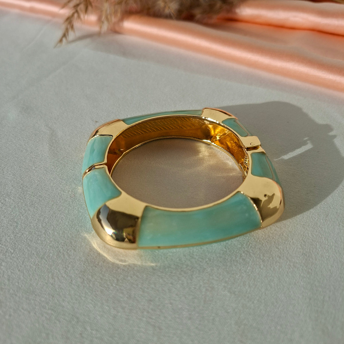 Mint Marble Chunky Gold Bangle