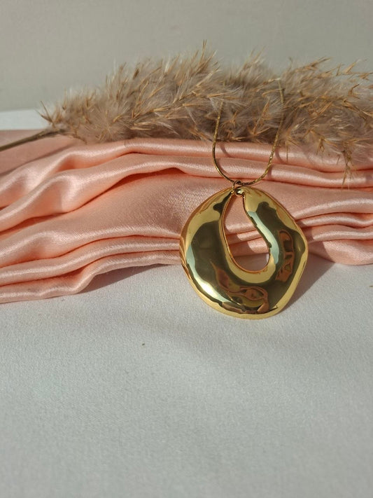 Golden Abstract Teardrop Necklace